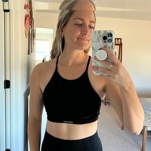 Black high neck sports bra